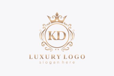 KD Letter Kraliyet Logosu Restoran, Kraliyet, Butik, Cafe, Otel, Heraldic, Mücevher, Moda ve diğer vektör ilüstrasyonları için vektör sanatı şablonu.