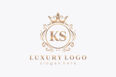 KS Harfi Kraliyet Logosu Restoran, Kraliyet, Butik, Cafe, Otel, Heraldic, Mücevher, Moda ve diğer vektör çizimleri için vektör sanatı şablonu.