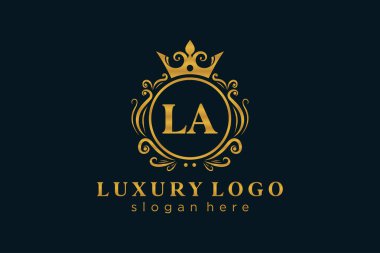 LA Letter Kraliyet Logosu Restoran, Kraliyet, Butik, Cafe, Otel, Heraldic, Mücevher, Moda ve diğer vektör çizimleri için vektör sanatı şablonu.