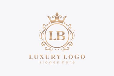 LB Letter Kraliyet Logosu Restoran, Kraliyet, Butik, Cafe, Otel, Heraldic, Mücevher, Moda ve diğer vektör çizimleri için vektör sanatı şablonu.