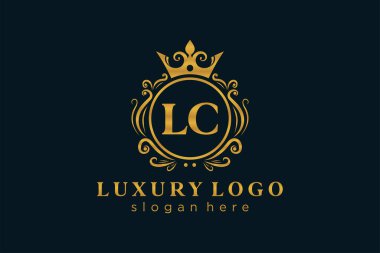 LC Letter Kraliyet Lüks Logosu Restoran, Kraliyet, Butik, Cafe, Otel, Heraldic, Mücevher, Moda ve diğer vektör ilüstrasyonları için vektör sanatı şablonu.
