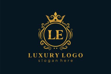 Restoran, Kraliyet, Butik, Cafe, Otel, Heraldic, Mücevher, Moda ve diğer vektör illüstrasyonları için Kraliyet Lekesi Logosu vektör sanatı şablonu.