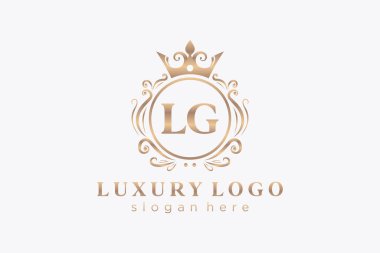 LG Letter Kraliyet Logosu Restoran, Kraliyet, Butik, Cafe, Otel, Heraldic, Mücevher, Moda ve diğer vektör ilüstrasyonları için vektör sanatı şablonu.