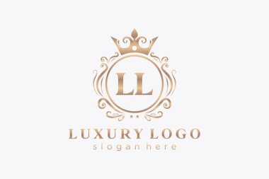 LL Kraliyet Lüks Logosu Restoran, Kraliyet, Butik, Cafe, Otel, Heraldic, Mücevher, Moda ve diğer vektör çizimleri için vektör sanatı şablonu.