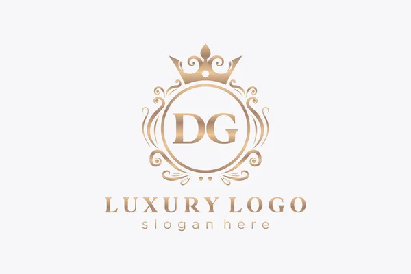 Dg字母Royal Luxury标志模板 用于餐馆 皇家酒店 精品店 咖啡店 Heraldic 时装和其他矢量插图的矢量艺术 — 图库矢量图片