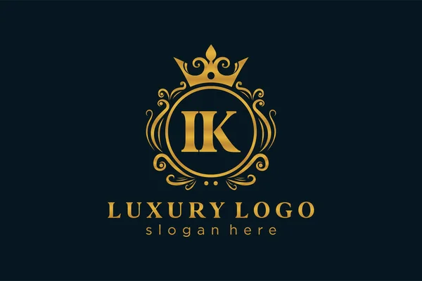 Ik字母Royal Luxury标志模板 用于餐馆 皇家酒店 精品店 咖啡店 Heraldic 时装和其他矢量插图的矢量艺术 — 图库矢量图片