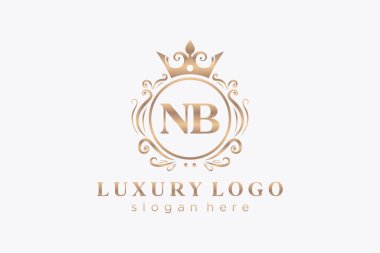 NB Harfi Kraliyet Logosu Restoran, Kraliyet, Butik, Cafe, Otel, Heraldic, Mücevher, Moda ve diğer vektör ilüstrasyonları için vektör sanatı şablonu.
