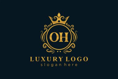 Kraliyet Logosu Restoran, Kraliyet, Butik, Cafe, Otel, Heraldic, Mücevher, Moda ve diğer vektör çizimleri için vektör sanatı şablonu.