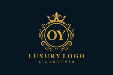 OY Letter Kraliyet Logosu Restoran, Kraliyet, Butik, Cafe, Otel, Heraldic, Mücevher, Moda ve diğer vektör çizimleri için vektör sanatı şablonu.