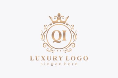 Restoran, Kraliyet Logosu, Butik, Cafe, Otel, Heraldic, Mücevher, Moda ve diğer vektör illüstrasyonları için vektör sanatı şablonu.