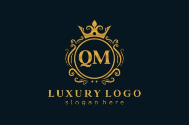 Restoran, Kraliyet Logosu, Butik, Cafe, Otel, Heraldic, Mücevher, Moda ve diğer vektör illüstrasyonları için vektör sanatı şablonu.