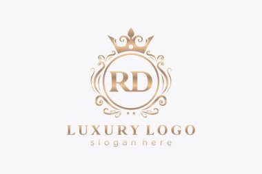 RD Kraliyet Logosu Restoran, Kraliyet, Butik, Cafe, Otel, Heraldic, Mücevher, Moda ve diğer vektör illüstrasyonları için vektör sanatı şablonu.