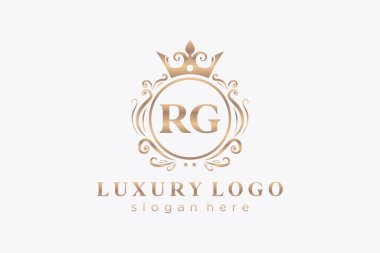 RG Letter Kraliyet Logosu Restoran, Kraliyet, Butik, Cafe, Otel, Heraldic, Mücevher, Moda ve diğer vektör ilüstrasyonları için vektör sanatı şablonu.