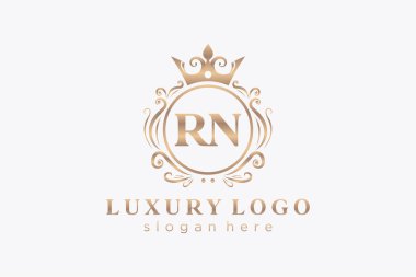 RN Kraliyet Logosu Restoran, Kraliyet, Butik, Cafe, Otel, Heraldic, Mücevher, Moda ve diğer vektör ilüstrasyonları için vektör sanatı şablonu.