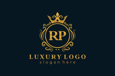 RP Kraliyet Logosu Restoran, Kraliyet, Butik, Cafe, Otel, Heraldic, Mücevher, Moda ve diğer vektör ilüstrasyonları için vektör sanatı şablonu.