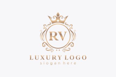 RV Letter Kraliyet Logosu Restoran, Kraliyet, Butik, Cafe, Otel, Heraldic, Mücevher, Moda ve diğer vektör çizimleri için vektör sanatı şablonu.