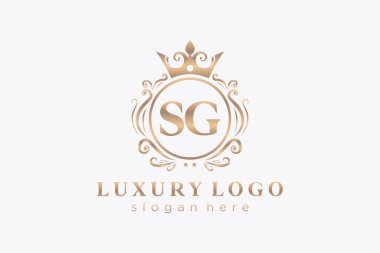 SG Letter Kraliyet Logosu Restoran, Kraliyet, Butik, Cafe, Otel, Heraldic, Mücevher, Moda ve diğer vektör ilüstrasyonları için vektör sanatı şablonu.
