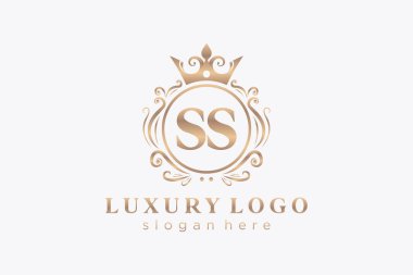 SS Harfi Kraliyet Logosu Restoran, Kraliyet, Butik, Cafe, Otel, Heraldic, Mücevher, Moda ve diğer vektör çizimleri için vektör sanatı şablonu.