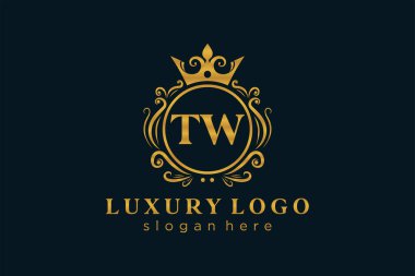 Restaurant, Royalty, Boutique, Cafe, Hotel, Heraldic, Mücevher, Moda ve diğer vektör illüstrasyonları için TW Kraliyet Logosu tasarımı.