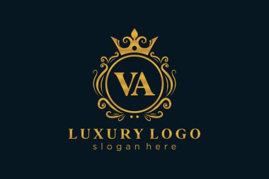 Restaurant, Royalty, Boutique, Cafe, Hotel, Heraldic, Mücevher, Moda ve diğer vektör illüstrasyonları için VA Kraliyet Logosu tasarımı.