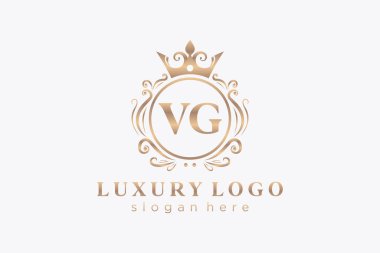 Restaurant, Royalty, Boutique, Cafe, Hotel, Heraldic, Mücevher, Moda ve diğer vektör illüstrasyonları için VG Kraliyet Logosu tasarımı.