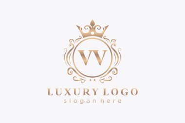 VV Letter Kraliyet Logosu Restoran, Kraliyet, Butik, Cafe, Otel, Heraldic, Mücevher, Moda ve diğer vektör ilüstrasyonları için vektör sanatı şablonu.