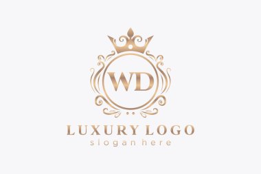 WD Kraliyet Logosu Restoran, Kraliyet, Butik, Cafe, Otel, Heraldic, Mücevher, Moda ve diğer vektör ilüstrasyonları için vektör sanatı şablonu.