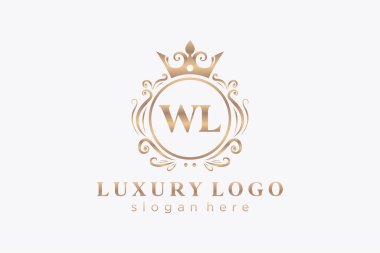 WL Letter Kraliyet Logosu Restoran, Kraliyet, Butik, Cafe, Otel, Heraldic, Mücevher, Moda ve diğer vektör ilüstrasyonları için vektör sanatı şablonu.