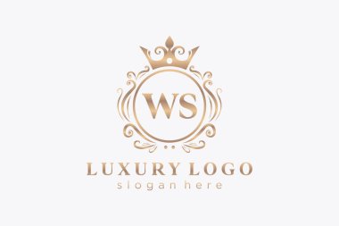 WS Letter Kraliyet Logosu Restoran, Kraliyet, Butik, Cafe, Otel, Heraldic, Mücevher, Moda ve diğer vektör ilüstrasyonları için vektör sanatı şablonu.