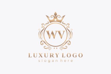 WV Letter Kraliyet Logosu Restoran, Kraliyet, Butik, Cafe, Otel, Heraldic, Mücevher, Moda ve diğer vektör ilüstrasyonları için vektör sanatı şablonu.