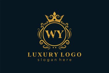 WY Letter Kraliyet Logosu Restoran, Kraliyet, Butik, Cafe, Otel, Heraldic, Mücevher, Moda ve diğer vektör çizimleri için vektör sanatı şablonu.