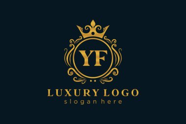 YF Kraliyet Logosu Restoran, Kraliyet, Butik, Cafe, Otel, Heraldic, Mücevher, Moda ve diğer vektör ilüstrasyonları için vektör sanatı şablonu.