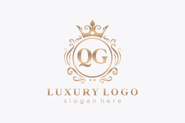 Qg字母Royal Luxury标志模板 用于餐馆 皇家酒店 精品店 咖啡店 希尔迪奇酒店 时装和其他矢量插图的矢量艺术 — 图库矢量图片