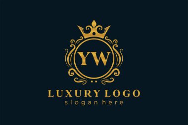 YW Kraliyet Logosu Restoran, Kraliyet, Butik, Cafe, Otel, Heraldic, Mücevher, Moda ve diğer vektör ilüstrasyonları için vektör sanatı şablonu.