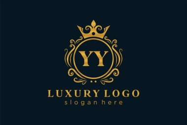 YY Letter Kraliyet Logosu Restoran, Kraliyet, Butik, Cafe, Otel, Heraldic, Mücevher, Moda ve diğer vektör ilüstrasyonları için vektör sanatı şablonu.