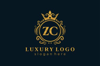 ZC Letter Kraliyet Logosu Restoran, Kraliyet, Butik, Cafe, Otel, Heraldic, Mücevher, Moda ve diğer vektör çizimleri için vektör sanatı şablonu.