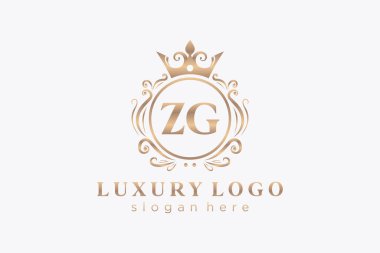 ZG Letter Kraliyet Logosu Restoran, Kraliyet, Butik, Cafe, Otel, Heraldic, Mücevher, Moda ve diğer vektör çizimleri için vektör sanatı şablonu.
