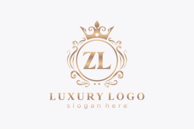 ZL Letter Kraliyet Logosu Restoran, Kraliyet, Butik, Cafe, Otel, Heraldic, Mücevher, Moda ve diğer vektör çizimleri için vektör sanatı şablonu.