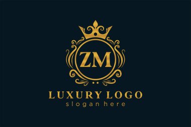 ZM Letter Kraliyet Logosu Restoran, Kraliyet, Butik, Cafe, Otel, Heraldic, Mücevher, Moda ve diğer vektör çizimleri için vektör sanatı şablonu.
