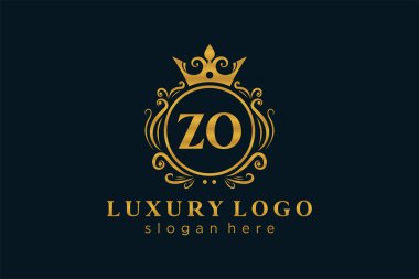 ZO Harfi Kraliyet Logosu Restoran, Kraliyet, Butik, Cafe, Otel, Heraldic, Mücevher, Moda ve diğer vektör ilüstrasyonları için vektör sanatı şablonu.