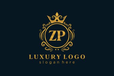 ZP Kraliyet Logosu Restoran, Kraliyet, Butik, Cafe, Otel, Heraldic, Mücevher, Moda ve diğer vektör ilüstrasyonları için vektör sanatı şablonu.