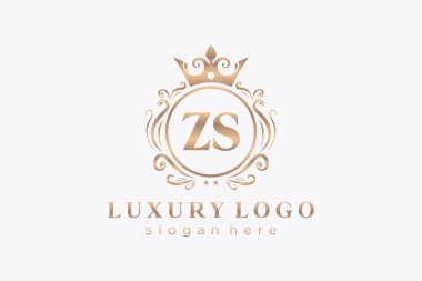 ZS Letter Kraliyet Logosu Restoran, Kraliyet, Butik, Cafe, Otel, Heraldic, Mücevher, Moda ve diğer vektör ilüstrasyonları için vektör sanatı şablonu.