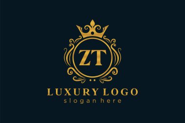 ZT Letter Kraliyet Logosu Restoran, Kraliyet, Butik, Cafe, Otel, Heraldic, Mücevher, Moda ve diğer vektör çizimleri için vektör sanatı şablonu.