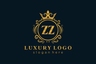 ZZ Letter Kraliyet Lüks Logosu Restoran, Kraliyet, Butik, Cafe, Otel, Heraldic, Mücevher, Moda ve diğer vektör ilüstrasyonları için vektör sanatı şablonu.