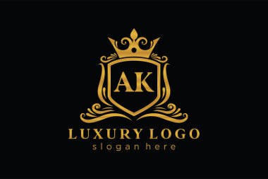 AK Letter Kraliyet Logosu Restoran, Kraliyet, Butik, Cafe, Otel, Heraldic, Mücevher, Moda ve diğer vektör çizimleri için vektör sanatı şablonu.