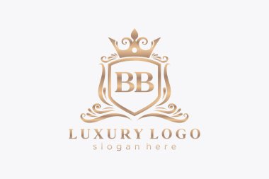 BB Letter Kraliyet Logosu Restoran, Kraliyet, Butik, Cafe, Otel, Heraldic, Mücevher, Moda ve diğer vektör ilüstrasyonları için vektör sanatı şablonu.