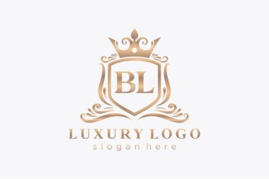 BL Letter Kraliyet Logosu Restoran, Kraliyet, Butik, Cafe, Otel, Heraldic, Mücevher, Moda ve diğer vektör ilüstrasyonları için vektör sanatı şablonu.