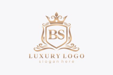 BS Letter Kraliyet Logosu Restoran, Kraliyet, Butik, Cafe, Otel, Heraldic, Mücevher, Moda ve diğer vektör çizimleri için vektör sanatı şablonu.