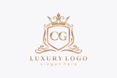 Restaurant, Royalty, Boutique, Cafe, Hotel, Heraldic, Mücevher, Moda ve diğer vektör illüstrasyonları için CG Kraliyet Logosu şablonu.