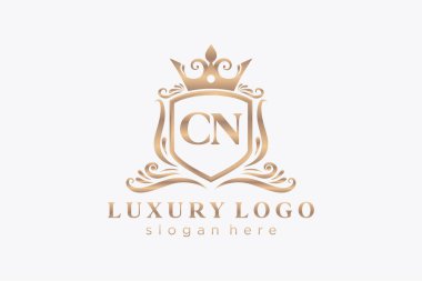 CN Kraliyet Logosu Restoran, Kraliyet, Butik, Cafe, Otel, Heraldic, Mücevher, Moda ve diğer vektör ilüstrasyonları için vektör sanatı şablonu.